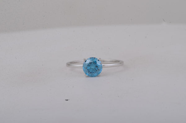 1.12 Carats Blue Lab Grown Diamond 14K Gold Ring
