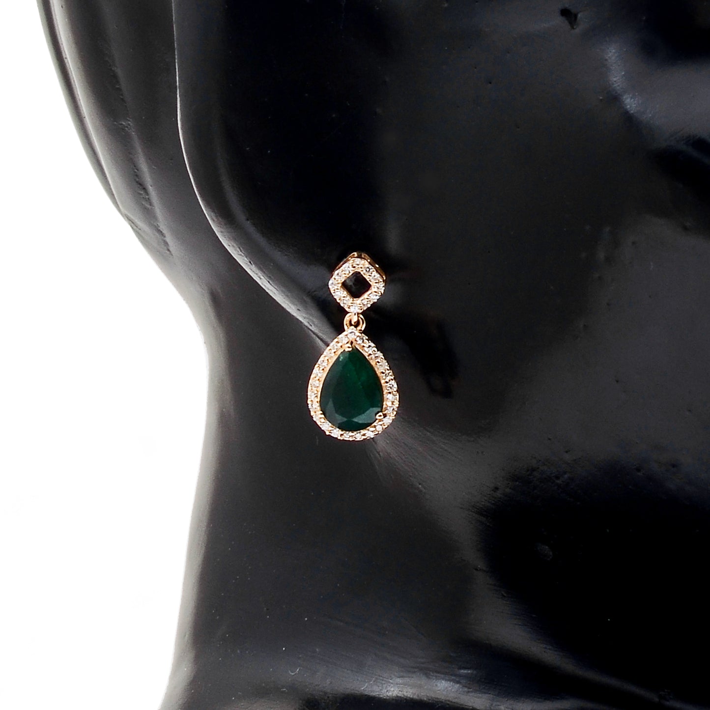 2.47 Ct Pear Natural Emerald 14K Gold Earrings