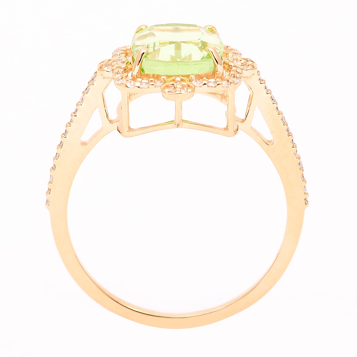 2.48 Ct Cushion Natural Eridot 14K Gold Ring