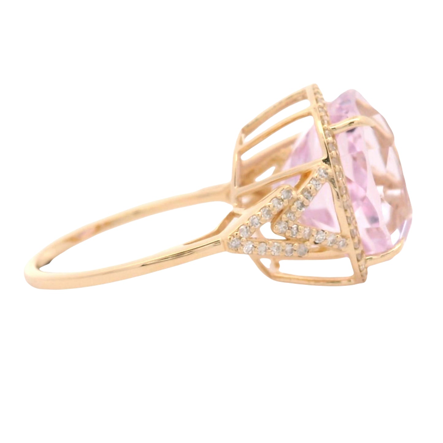 11.51 Ct Cushion Kunzite 14K Gold Ring