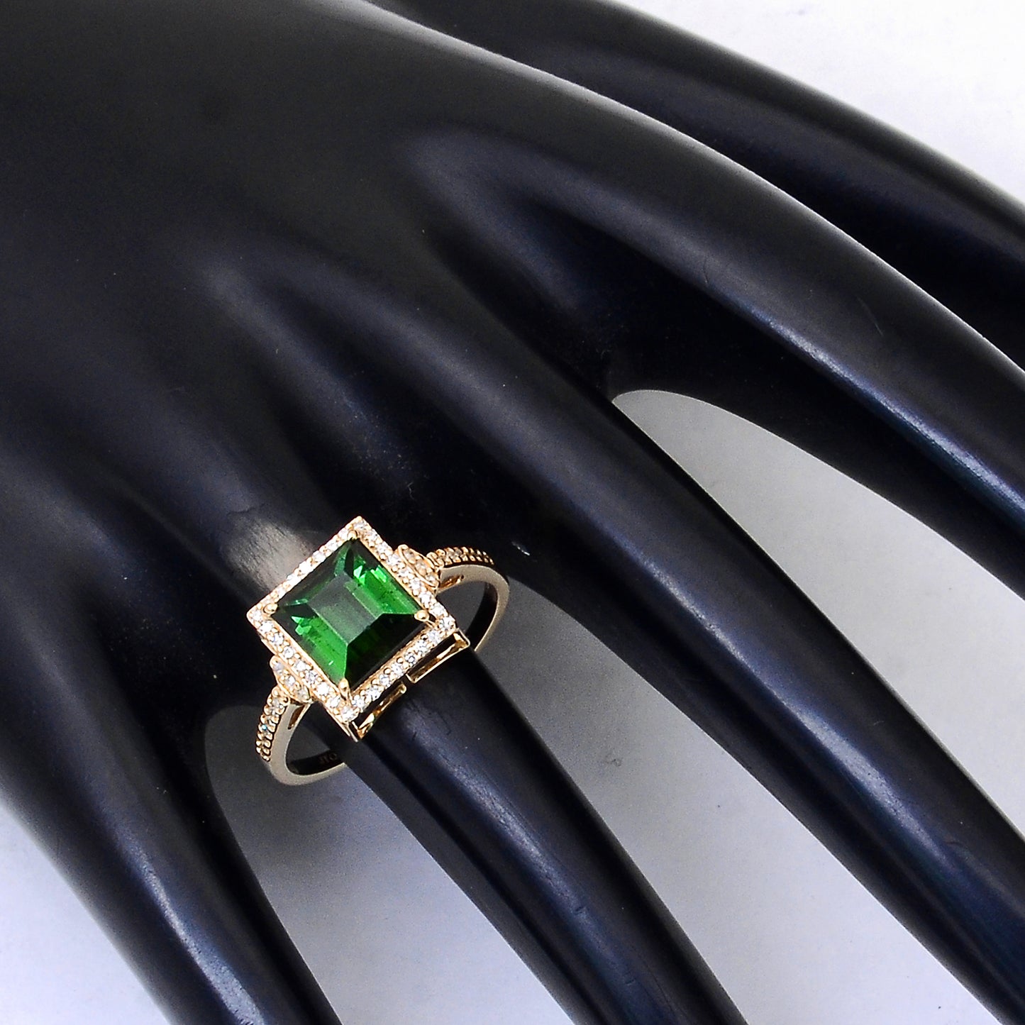 2.45 Ct Square Step Cut Natural Tourmaline 14K Gold Ring