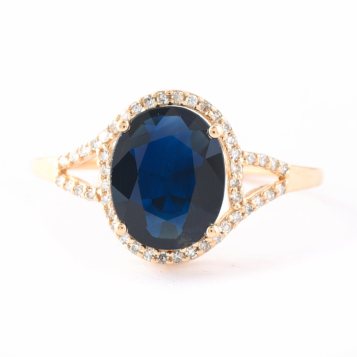 2.79 Ct Oval Mixed Cut Natural Sapphire 14K Gold Ring