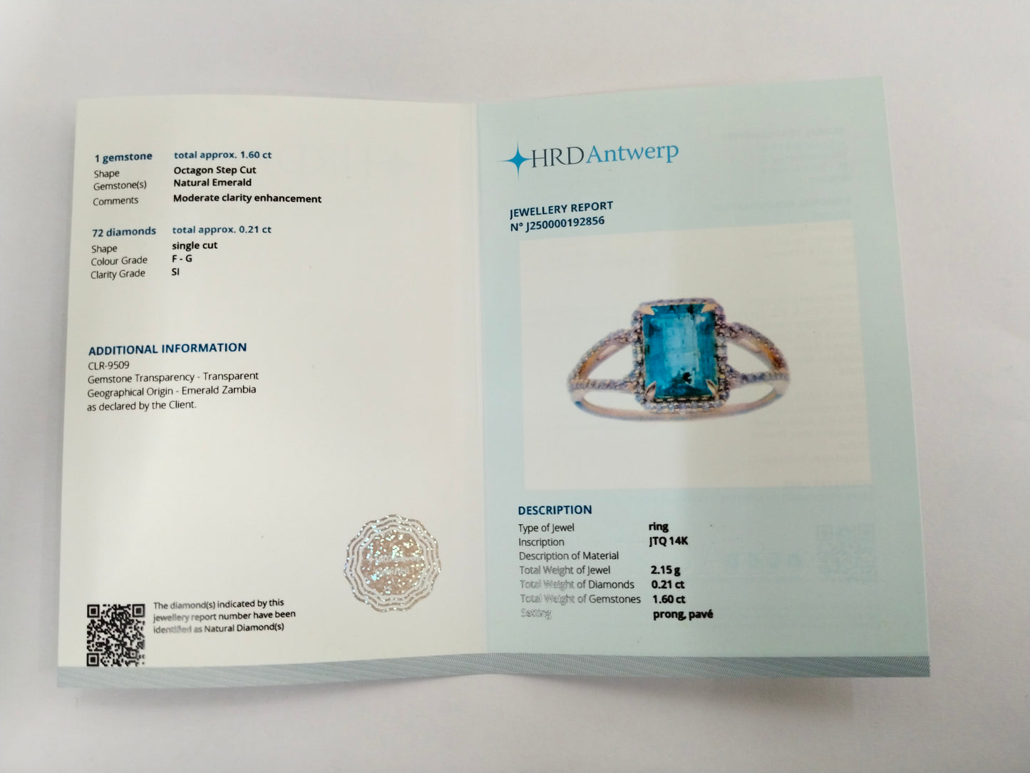 1.81 Ct Octagon Step Cut Natural Emerald 14K Gold Ring