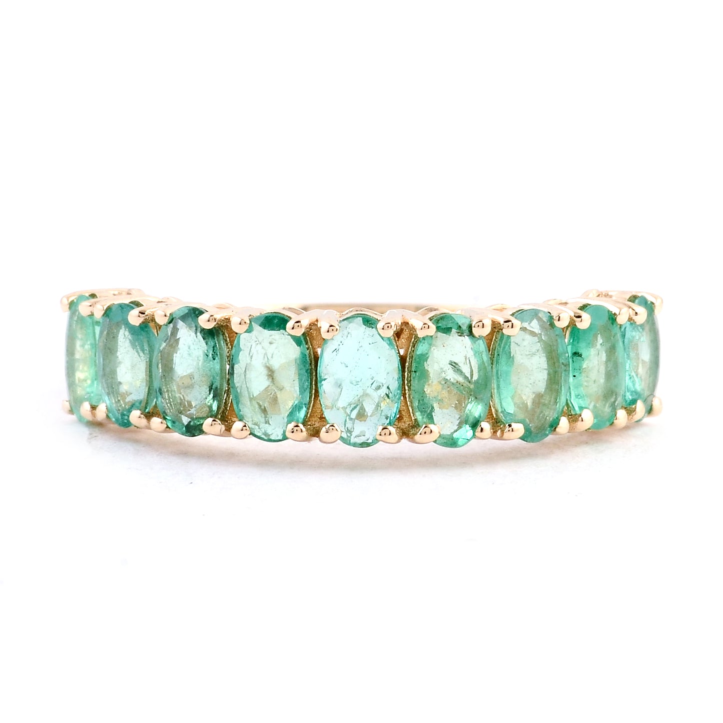 1.69 Ct Oval Mixed Cut Natural Beryl Emerald 14K Gold Ring