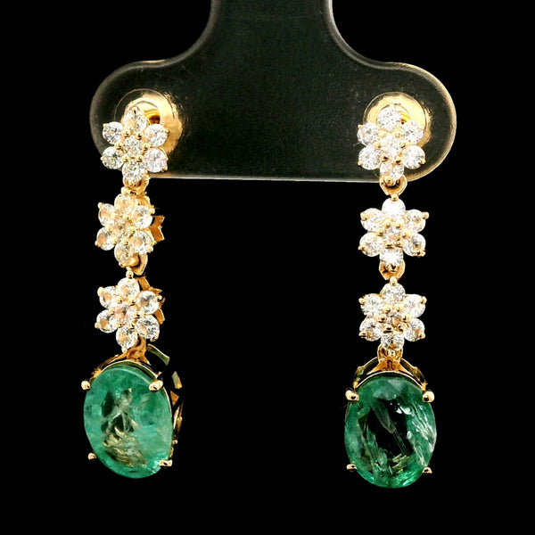 3.11 Ct Oval Emerald 14K Gold Earrings