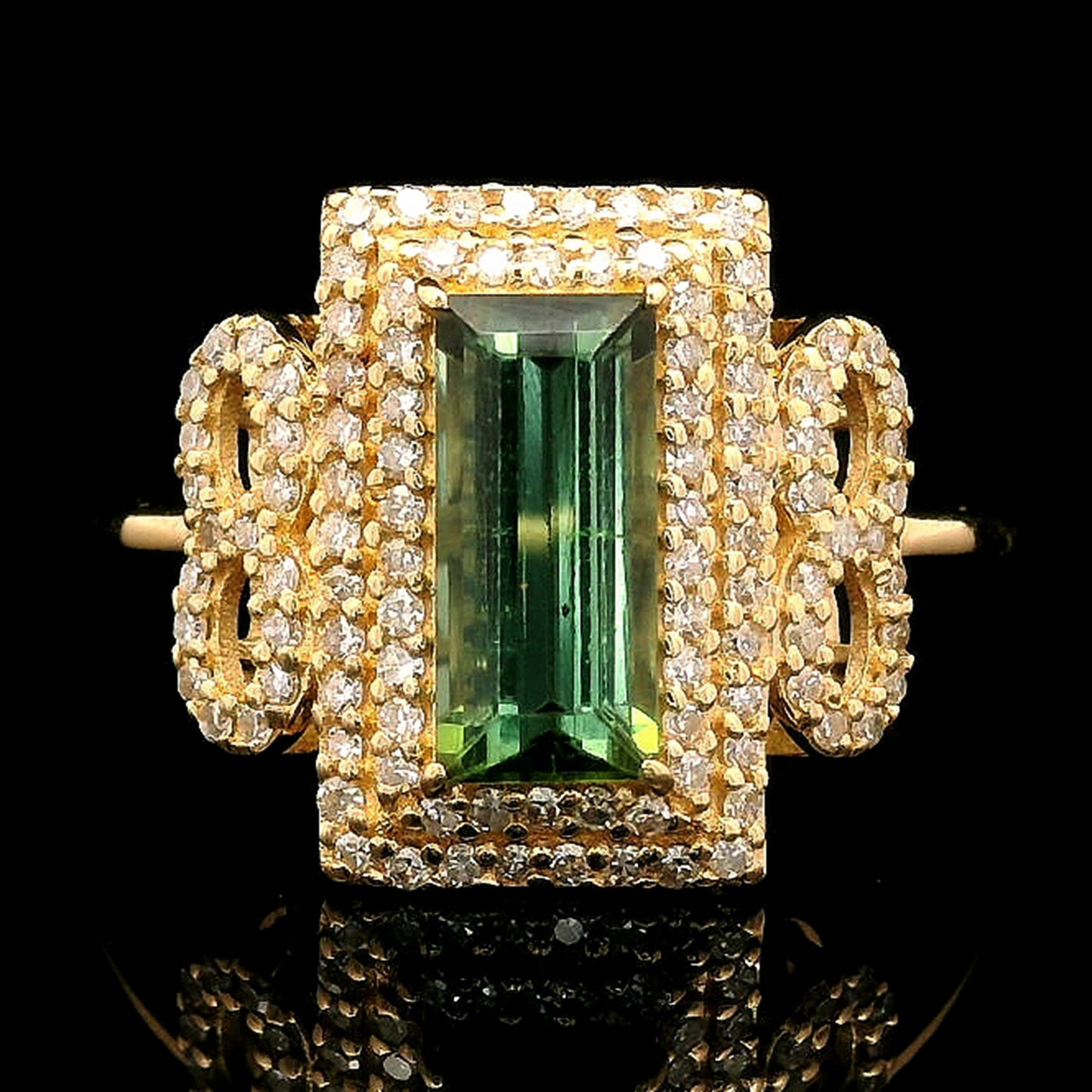 1.39 Ct Octagon Step Cut Natural Tourmaline 14K Gold Ring