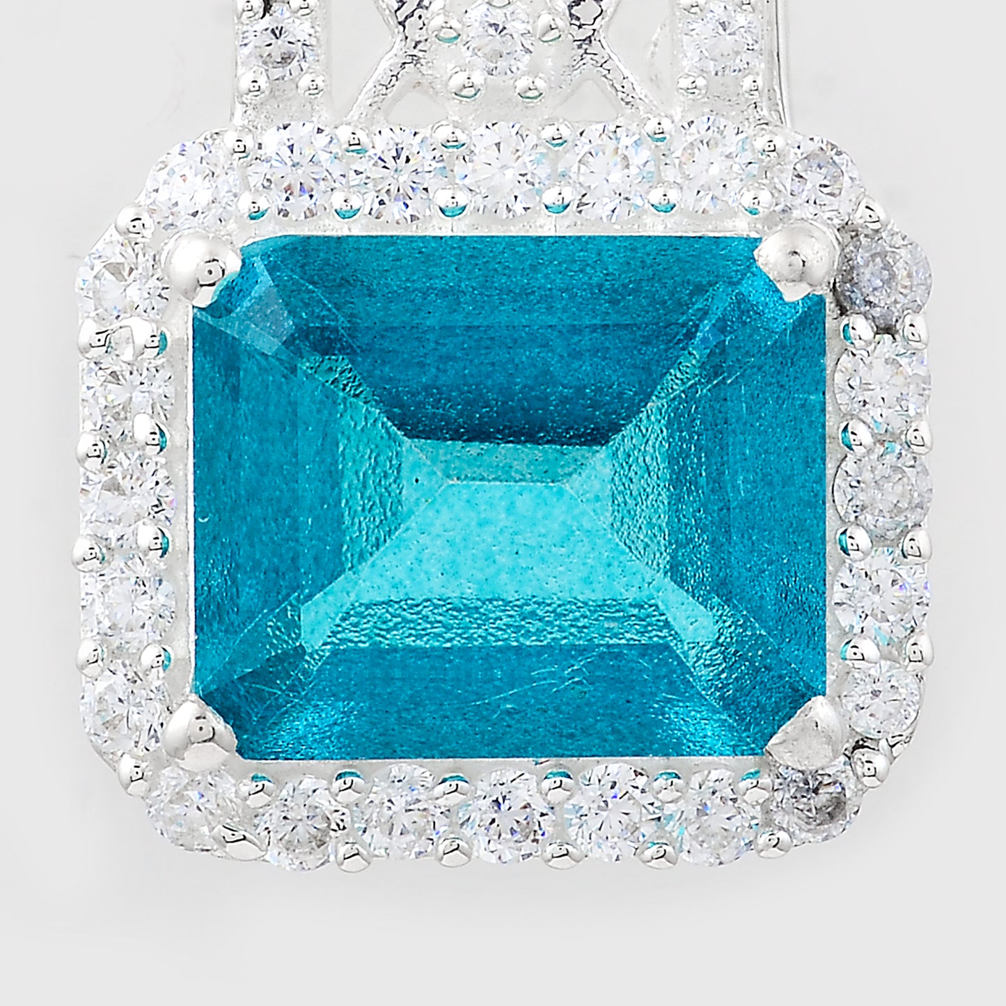 7.99 Ct Octagon Pariba Topaz, Cubic Zirconia 925 Sterling Silver Pendant