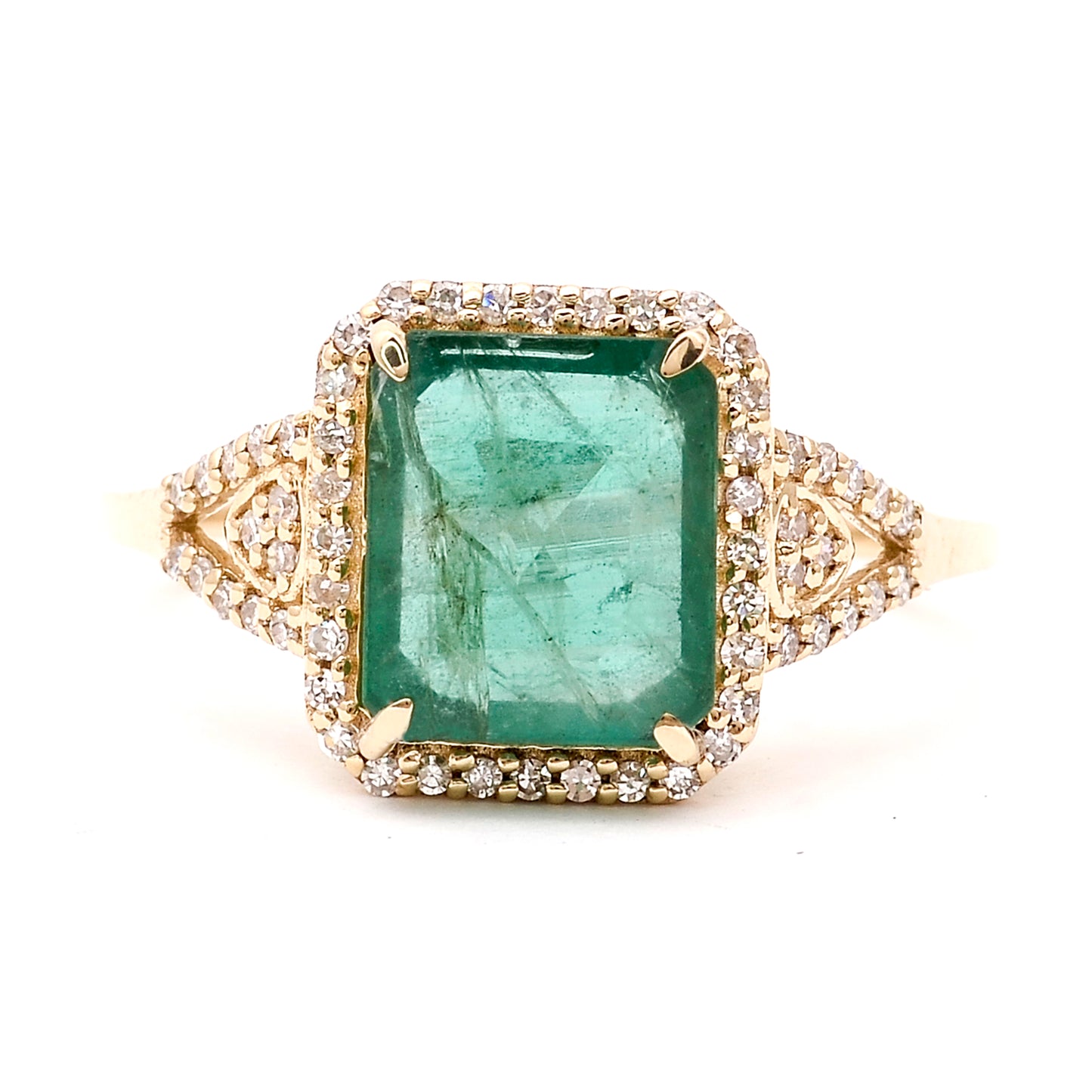 2.51 Ct Octagon Natural Emerald 14K Gold Ring