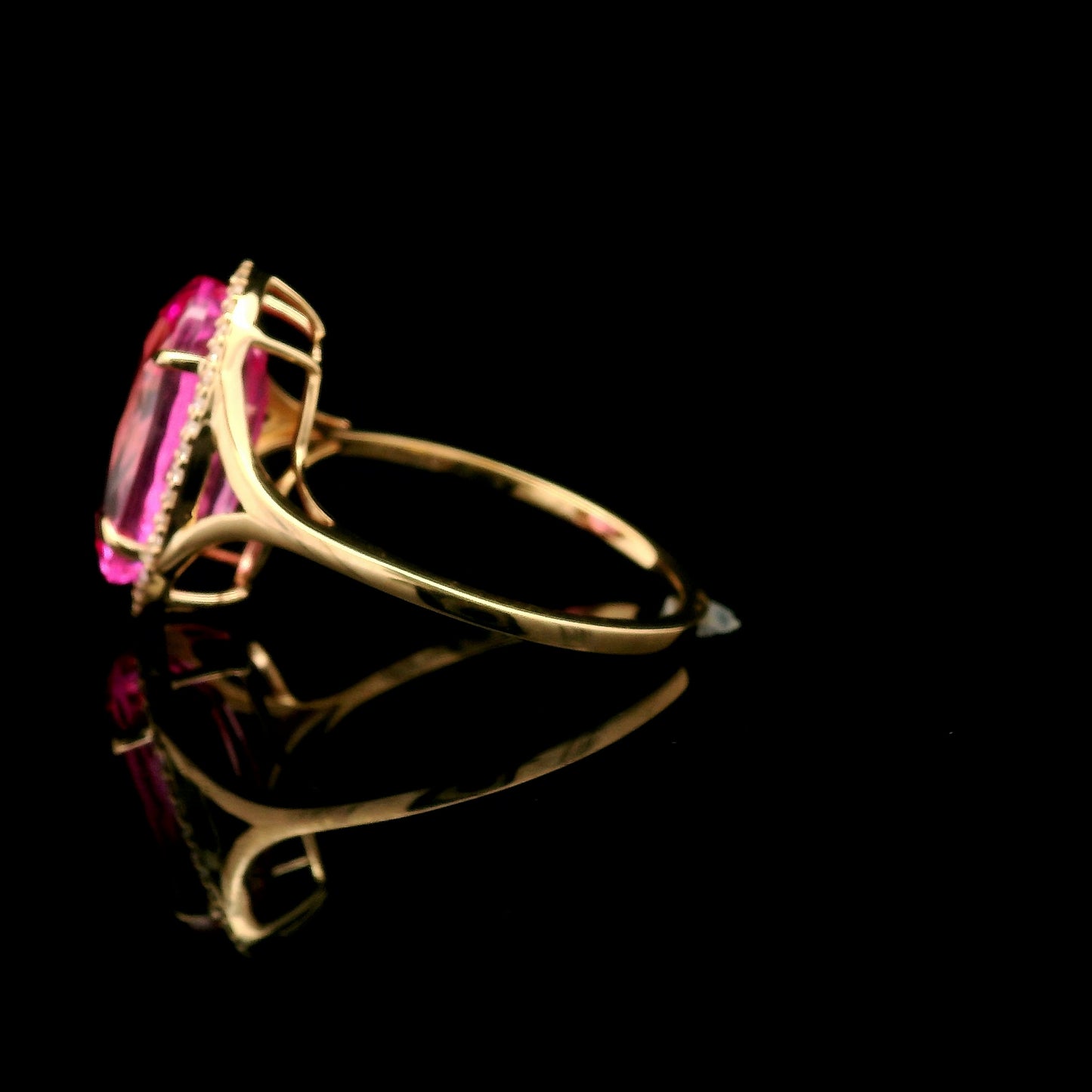 6.21 Ct Oval Mixed Cut Lab Grown Pink Sapphire 14K Gold Ring