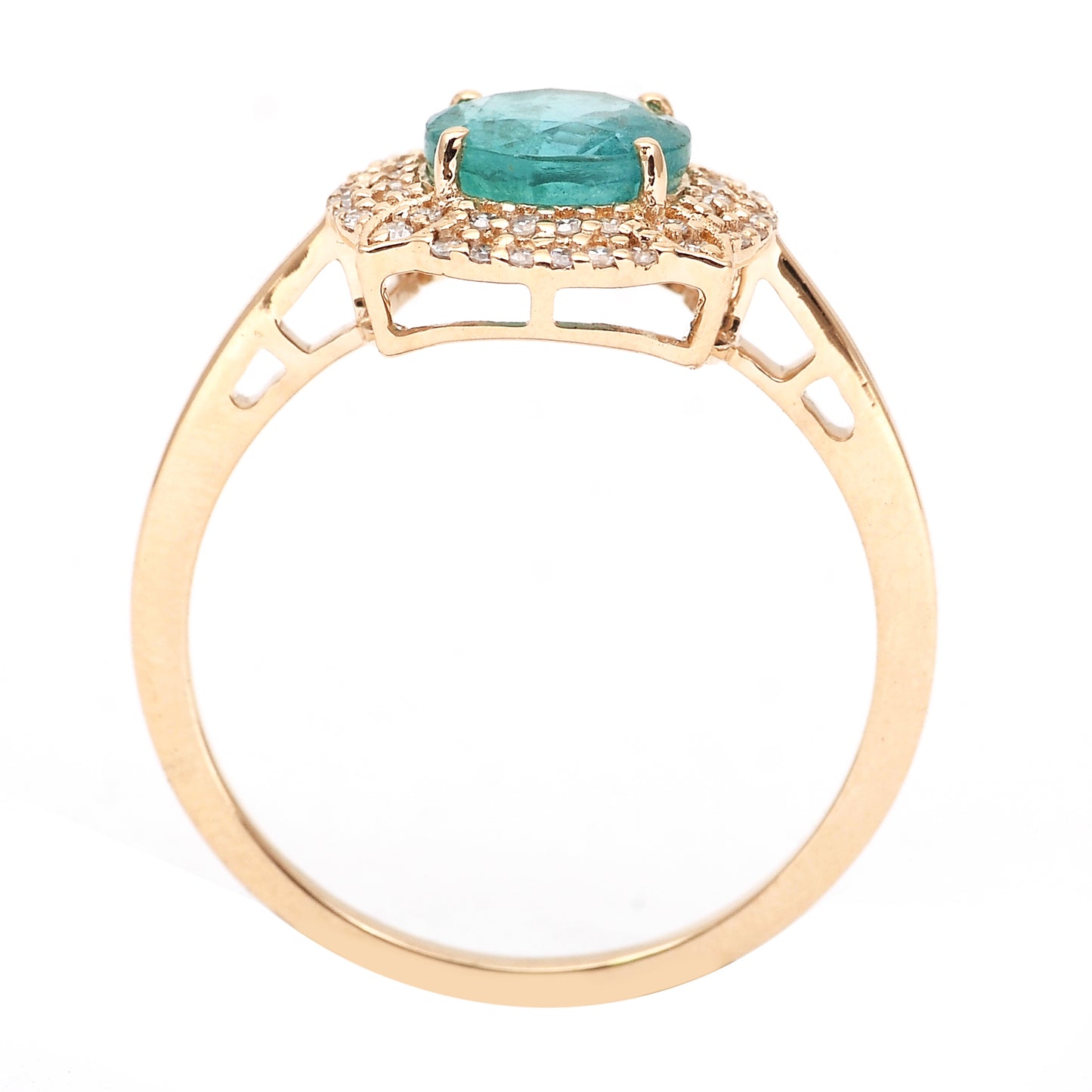 1.39 Ct Round Mixed Cut Natural Emerald 14K Gold Ring