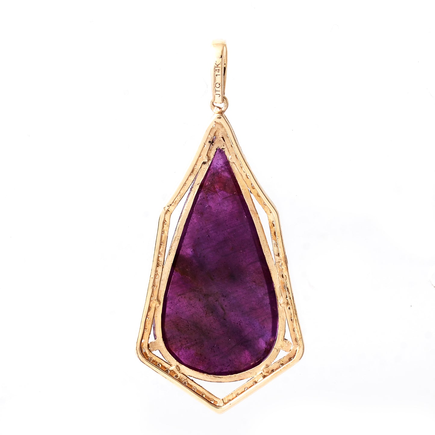 7.45 Ct Pear Mixed Cut Natural Corundum Ruby 14K Gold Pendant