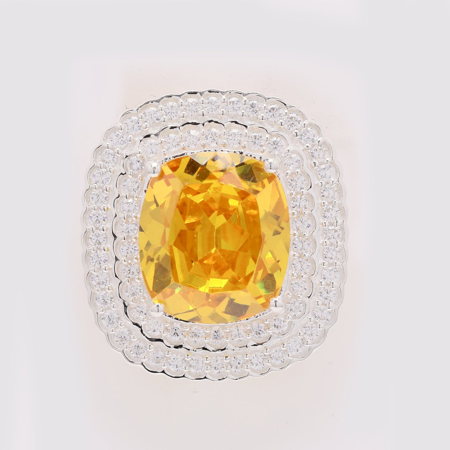 15.75 Ct Cushion Yellow Cz 925 Silver Pendant