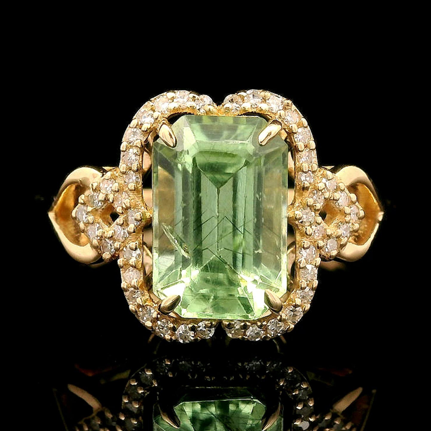 2.58 Ct Octagon Step Cut Natural Peridot 14K Gold Ring