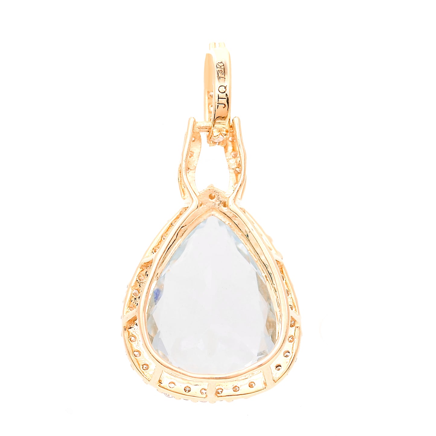 3.39 Ct Pear Mixed Cut Natural Aquamarine 14K Gold Pendant