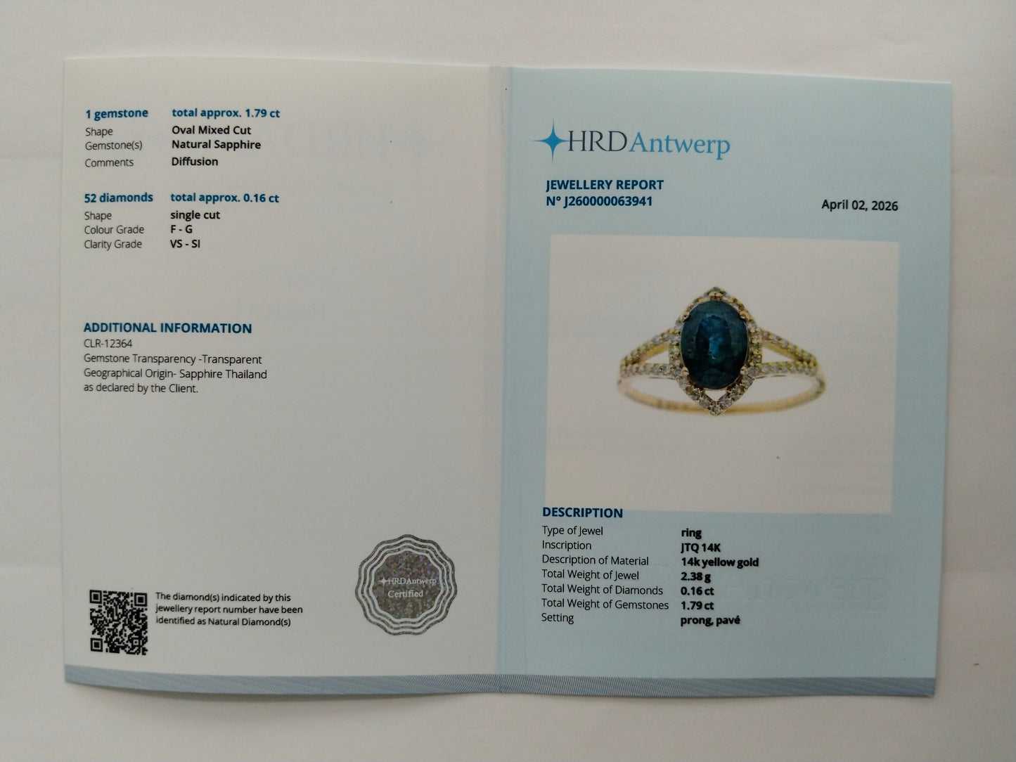 1.95 Ct Oval Mixed Cut Natural Sapphire 14K Gold Ring