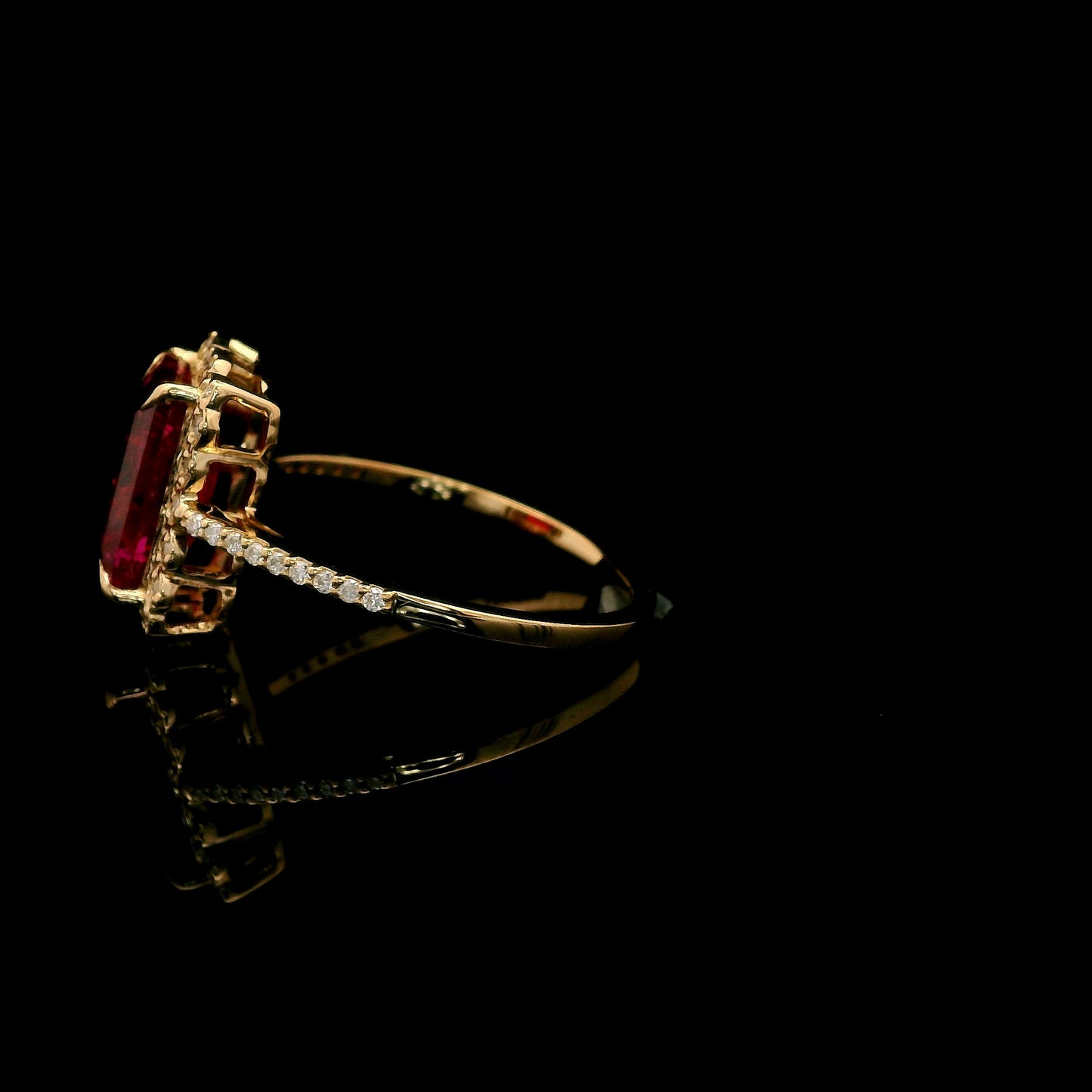 3.06 Ct Emerald Mixed Cut Lab Grown Ruby 14K Gold Ring