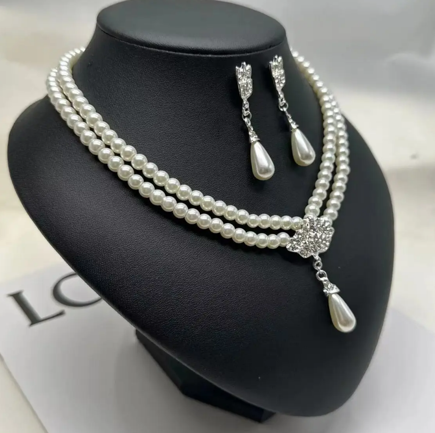 Imitation Pearl Gold Plated Brass Necklace