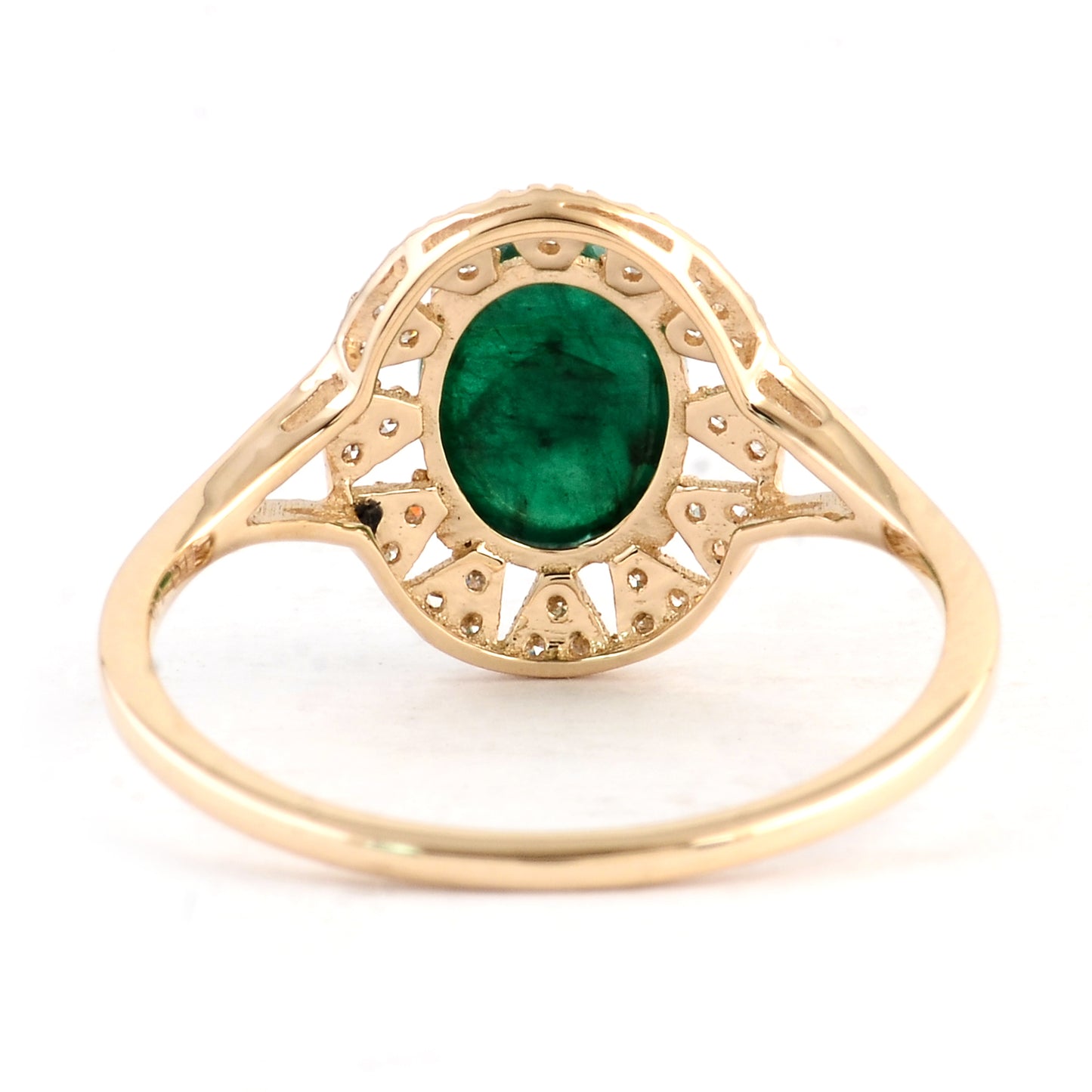 1.75 Ct Oval Cabochon Natural Beryl Emerald 14K Gold Ring