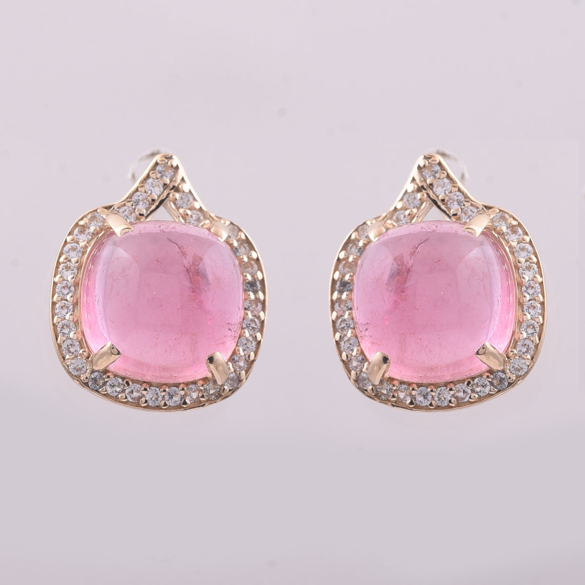 5.42 Ct Cushion Tourmaline 9K Gold Earrings