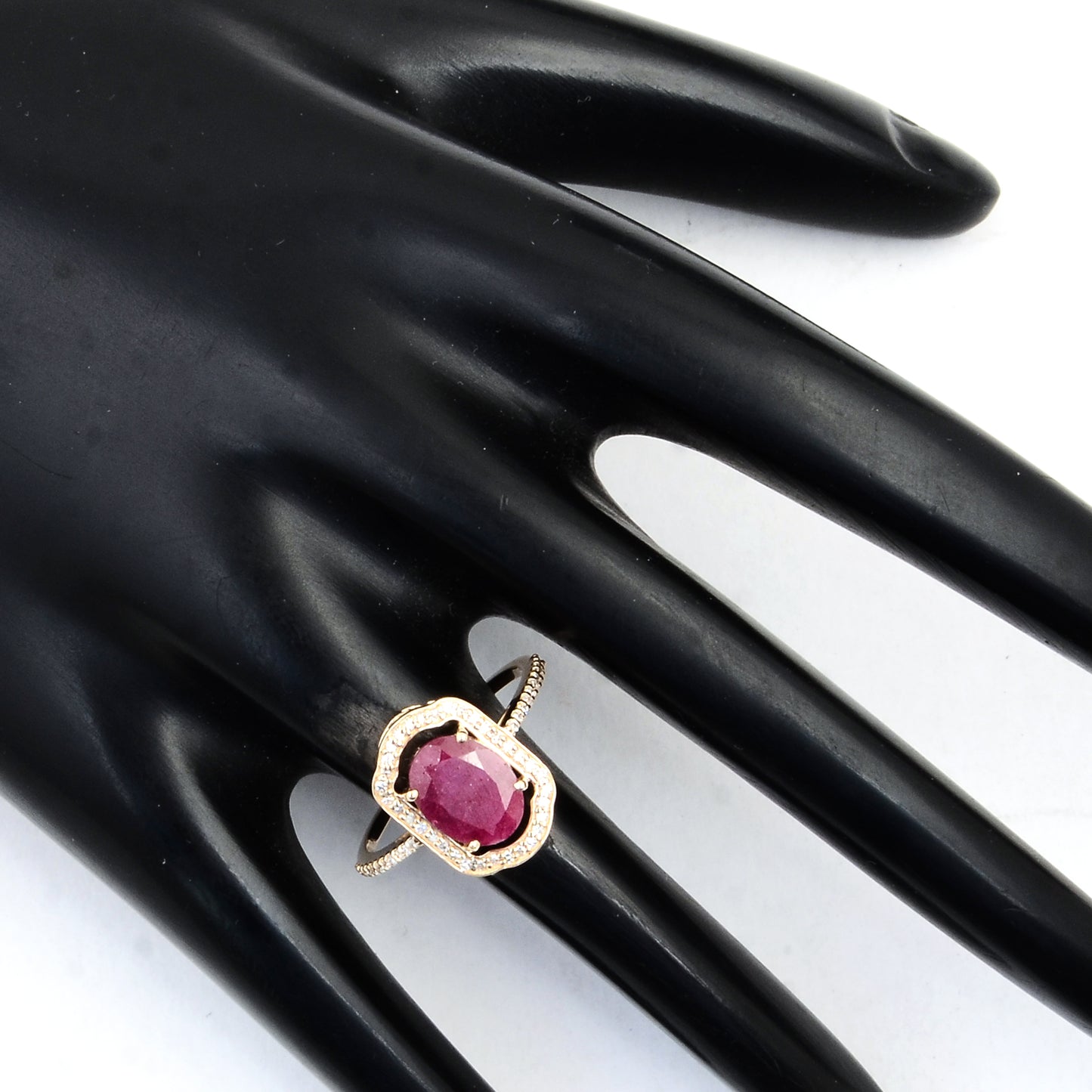 2.17 Ct Oval Mixed Cut Natural Corundum Ruby 14K Gold Ring
