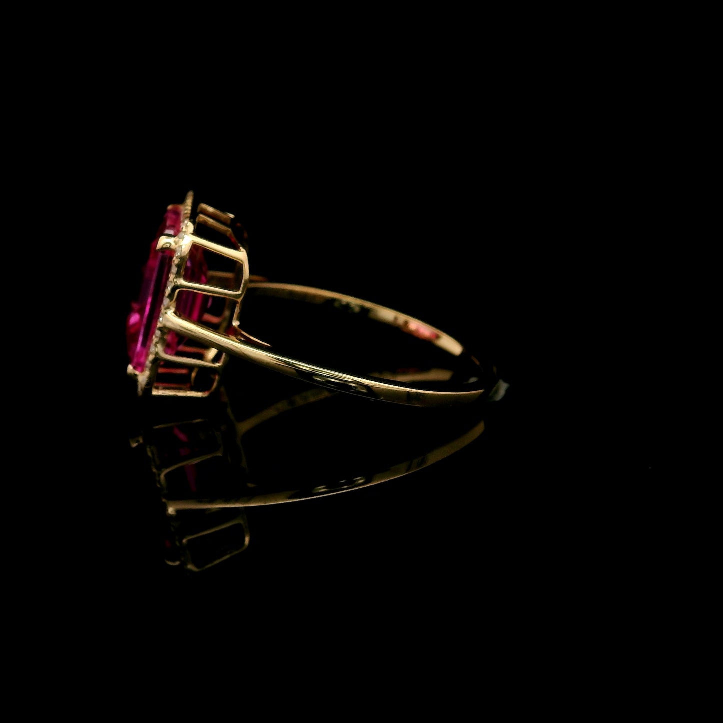 4.71 Ct Square Emerald Cut Lab Grown Pink Sapphire 14K Gold Ring