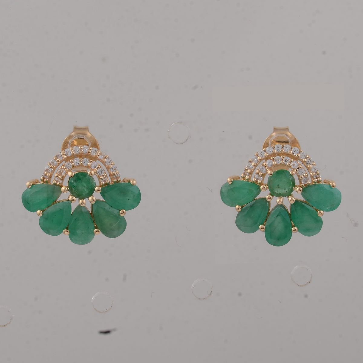 2.29 Ct Round Emerald 14K Gold Earrings