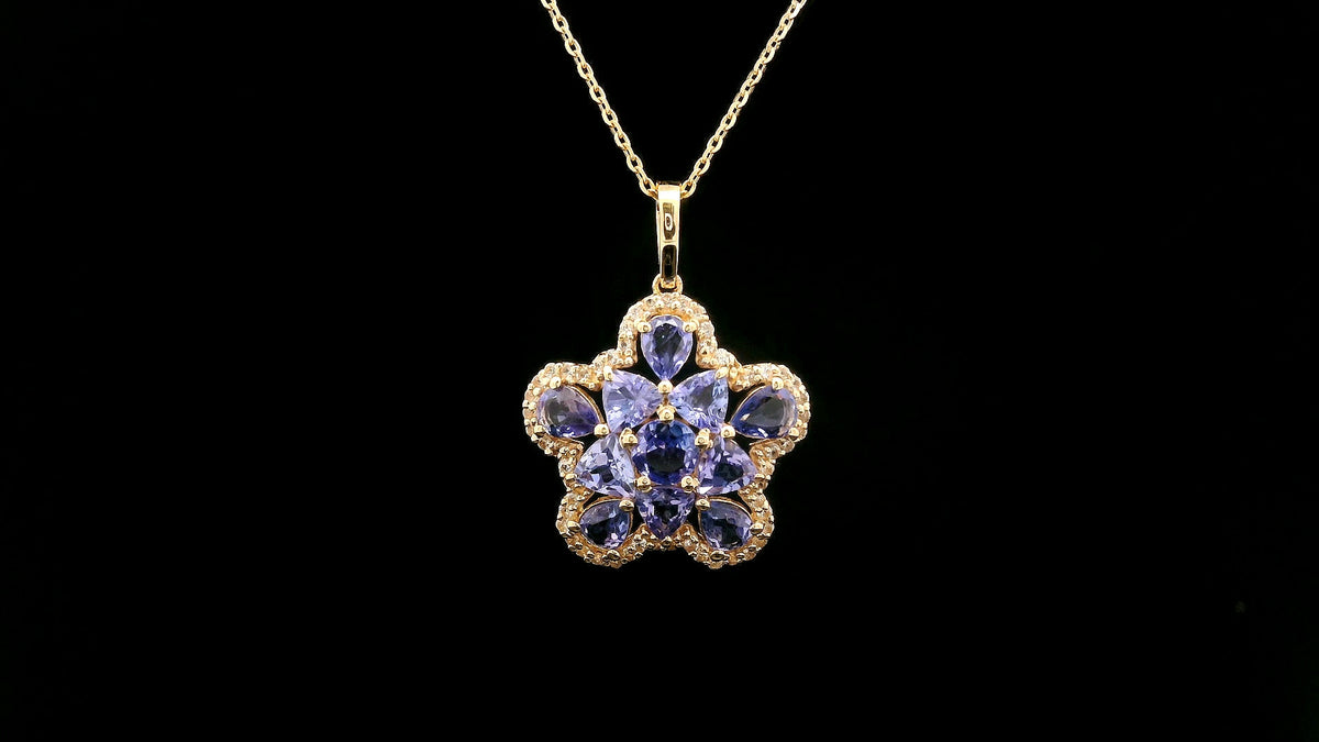 1.85 Ct Round Tanzanite 14K Gold Pendant