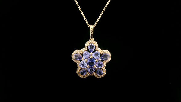 1.85 Ct Round Tanzanite 14K Gold Pendant