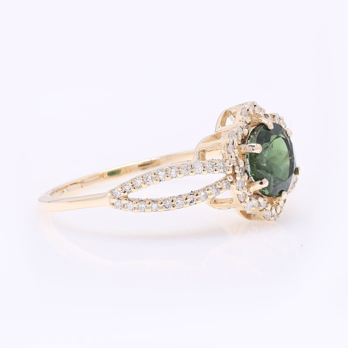 1.12 Ct Round Natural Tourmaline 14K Gold Ring