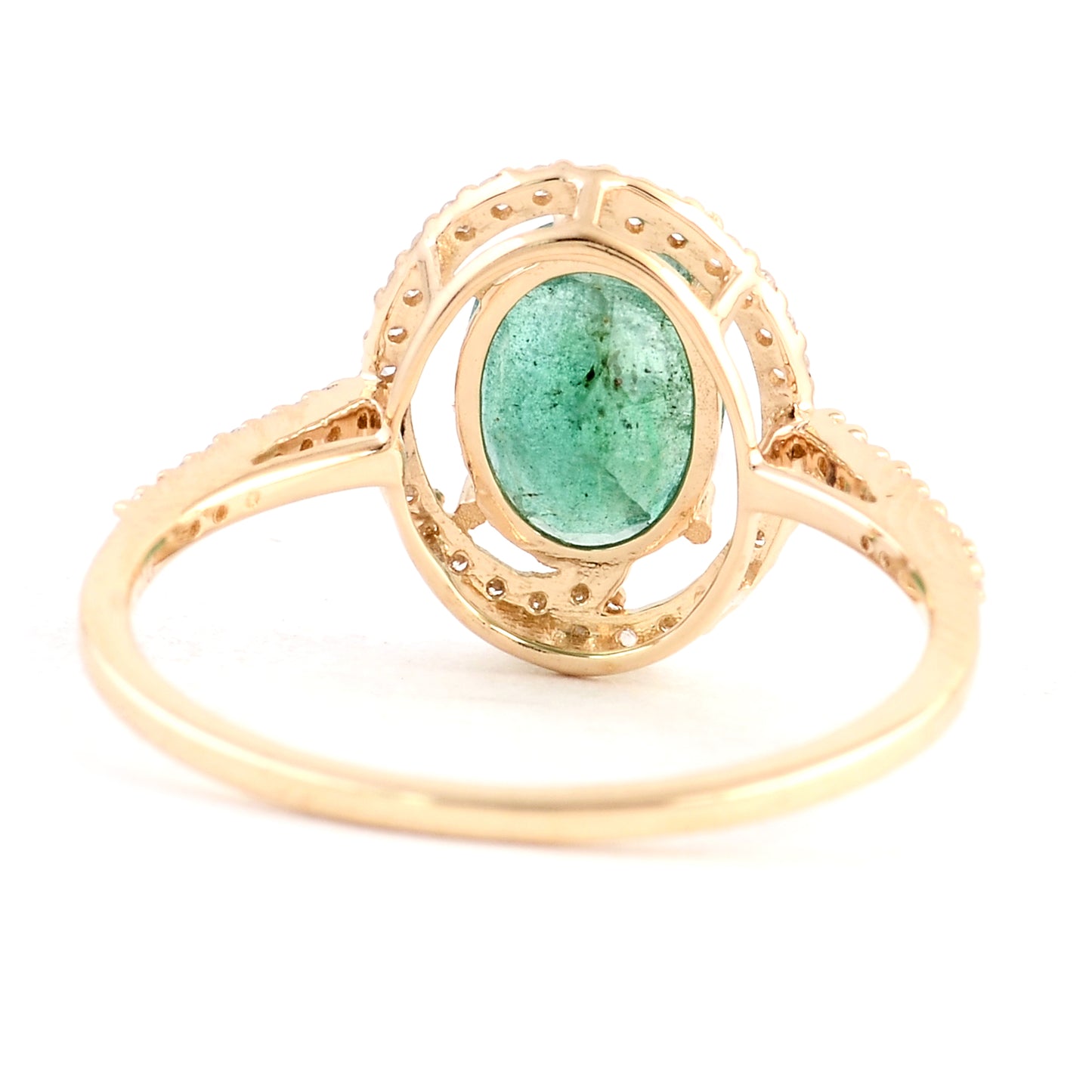 1.39 Ct Oval Mixed Cut Natural Beryl Emerald 14K Gold Ring