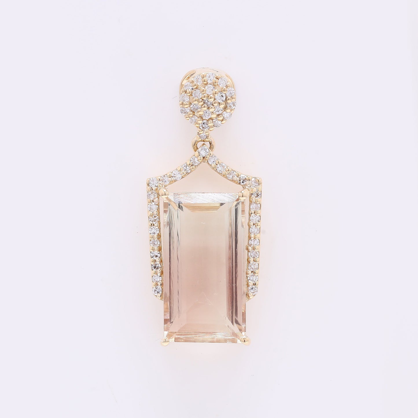 3.62 Ct Rectangle Mixed Cut Natural Sunstone 14K Gold Pendant