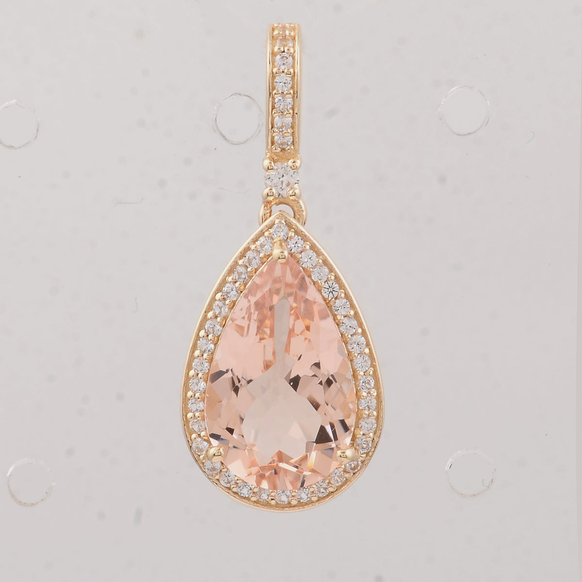2.81 Ct Pear Morganite 9K Gold Pendant