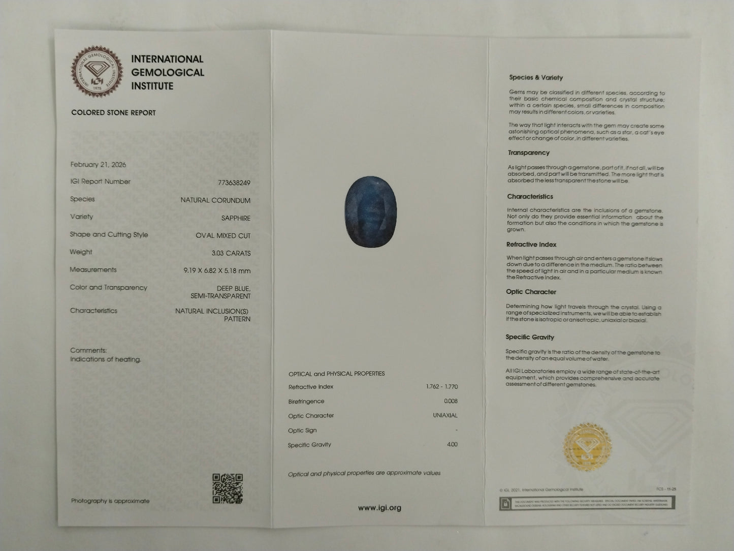 3.03 Natural Corundum Sapphire Oval Mixed Cut Gemstone