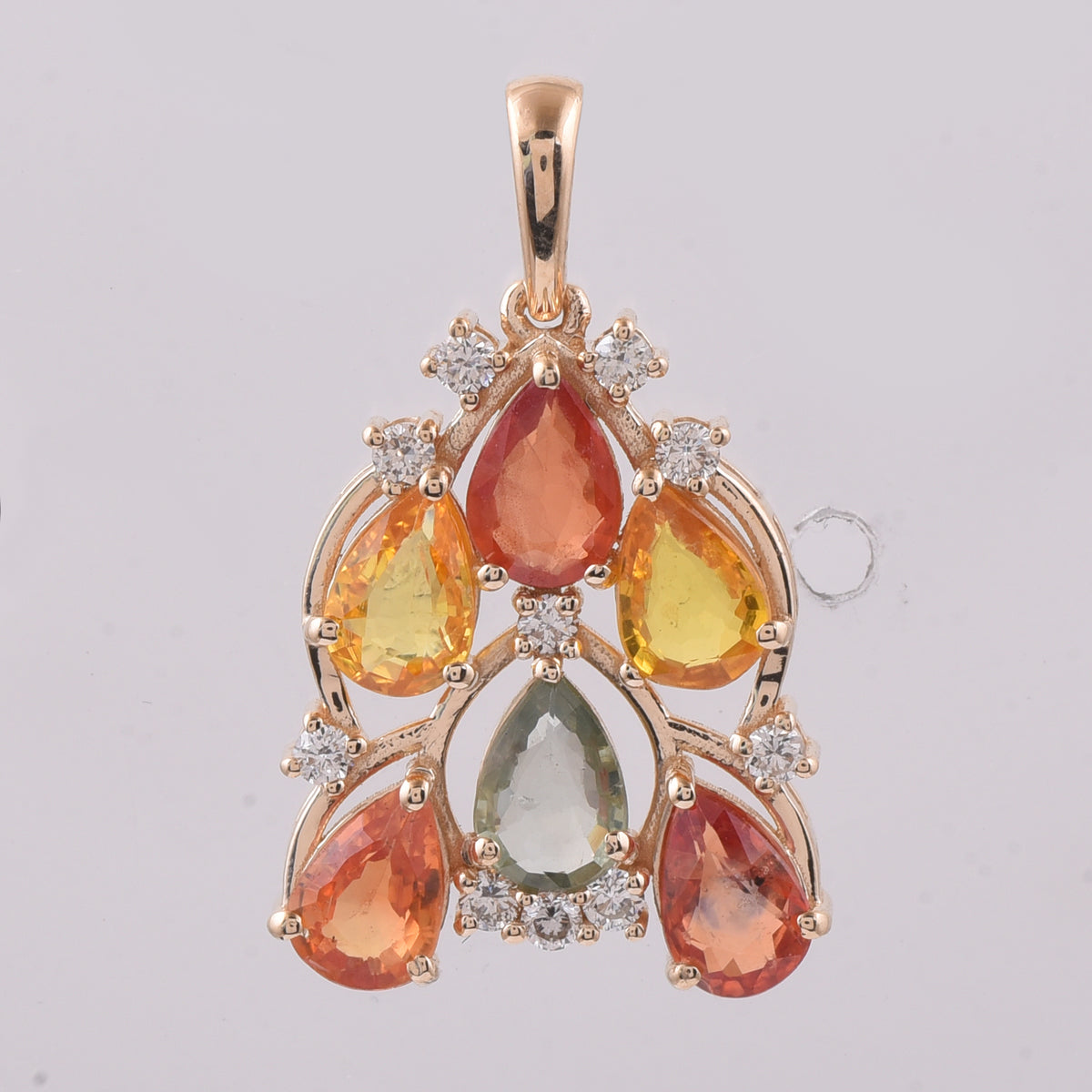 2.96 Ct Pear Natural Multi-Coloured Sapphire 14K Gold Pendant
