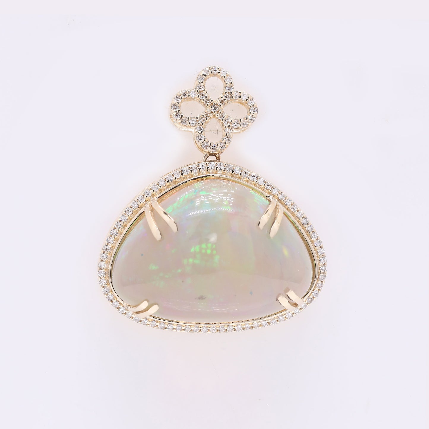 18.63 Ct Pear Cabochon Natural Opal 14K Gold Pendant