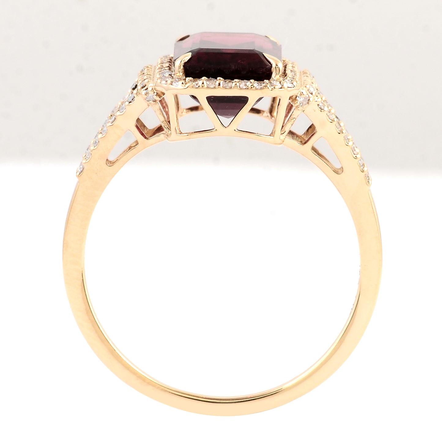 3.25 Ct Emerald Cut Natural Tourmaline 14K Gold Ring