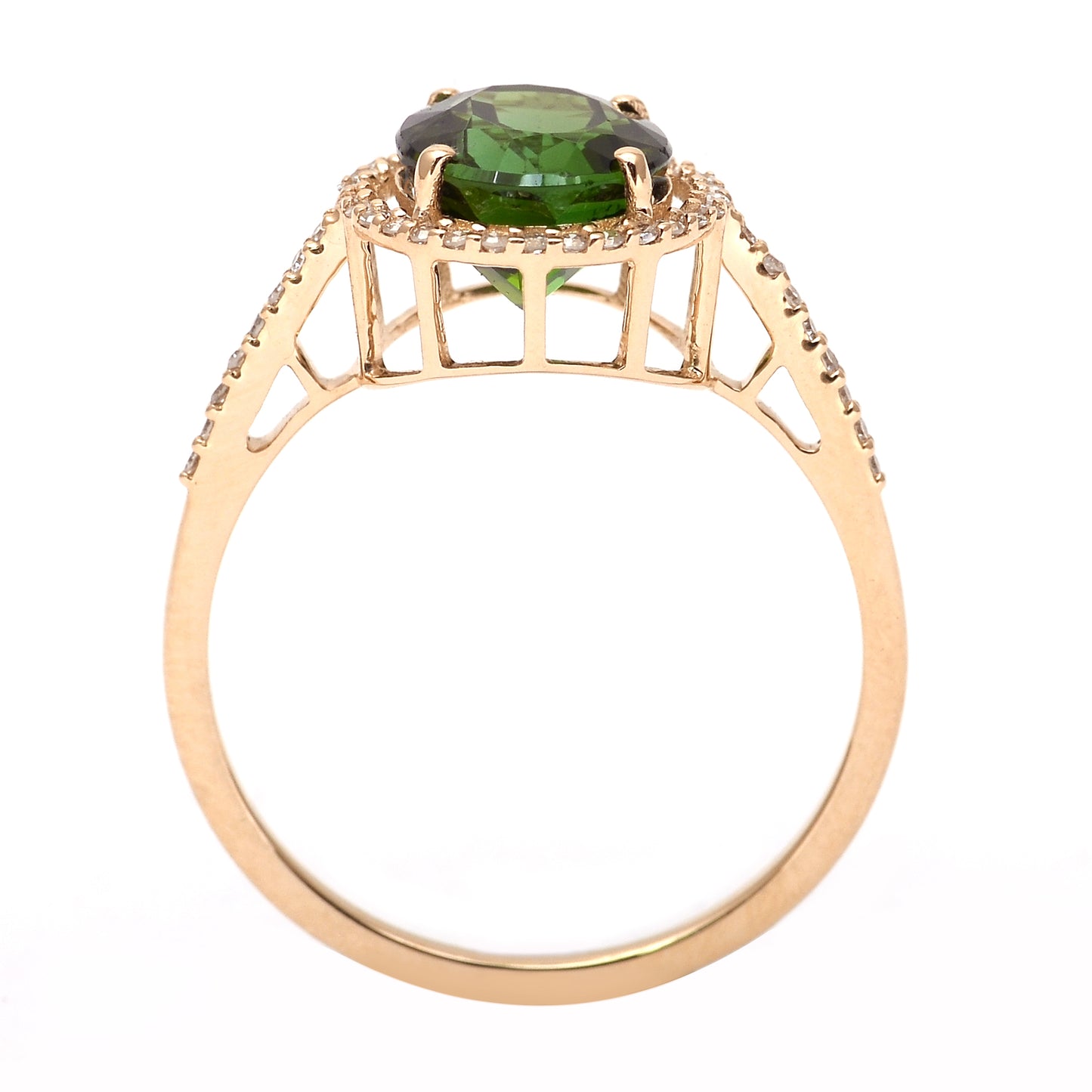 2.38 Ct Oval Mixed Cut Natural Tourmaline 14K Gold Ring