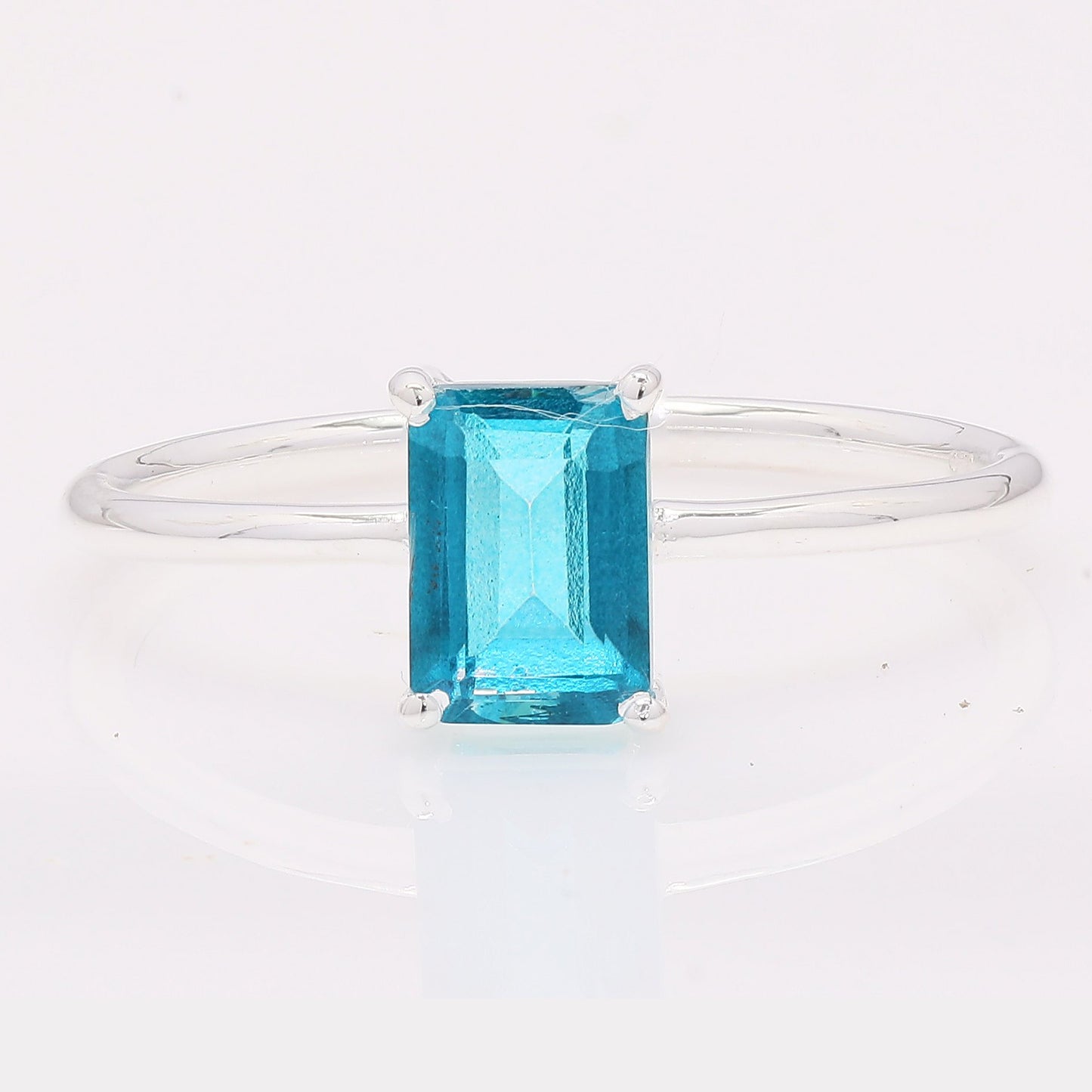 1.40 Ct Octagon Paraiba Topaz 925 Silver Ring