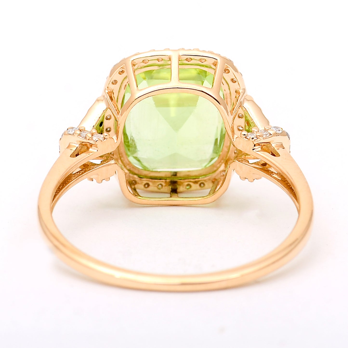 4.05 Ct Cushion Natural Eridot 14K Gold Ring
