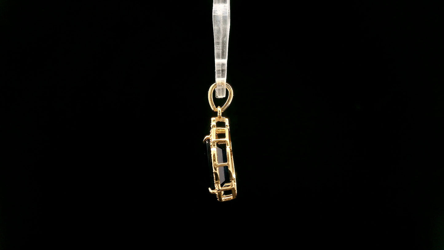 4.36 Ct Octagon Natural Sapphire 14K Gold Pendant