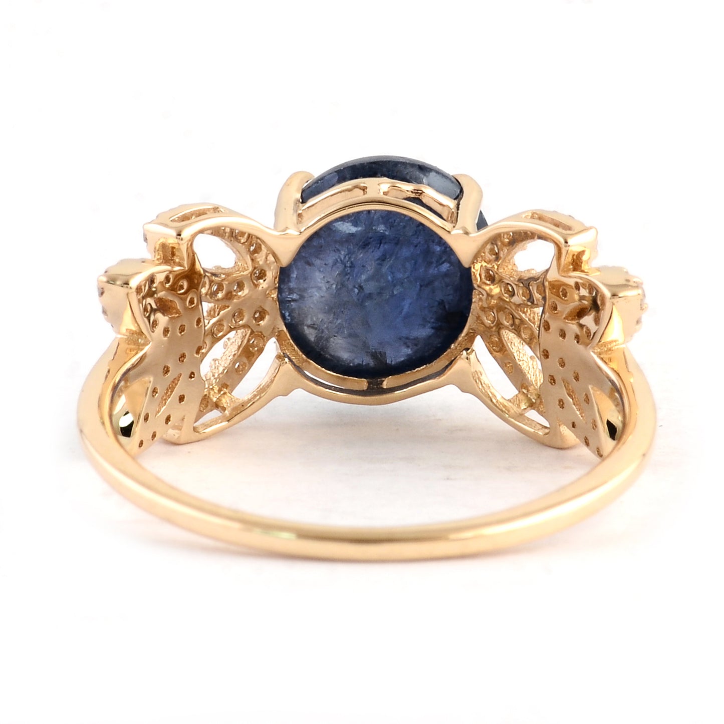 3.72 Ct Oval Cabochon Natural Corundum Sapphire 14K Gold Ring