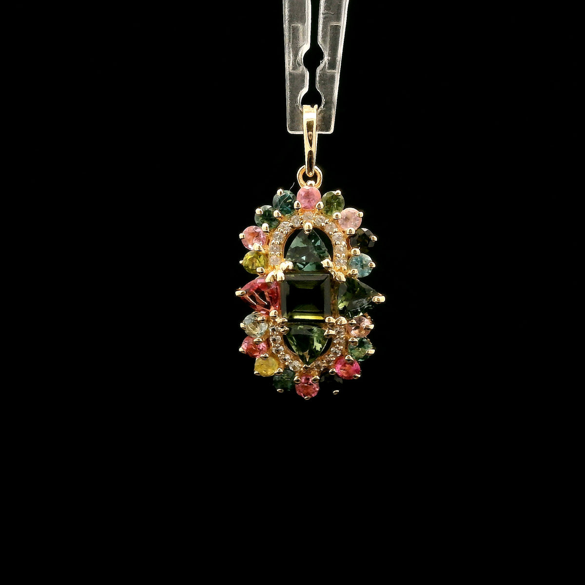 1.56 Ct Square Tourmaline 14K Gold Pendant