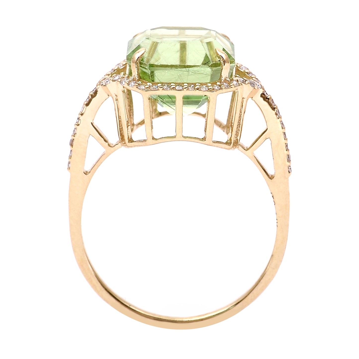 5.63 Ct Octagon Natural Eridot 14K Gold Ring