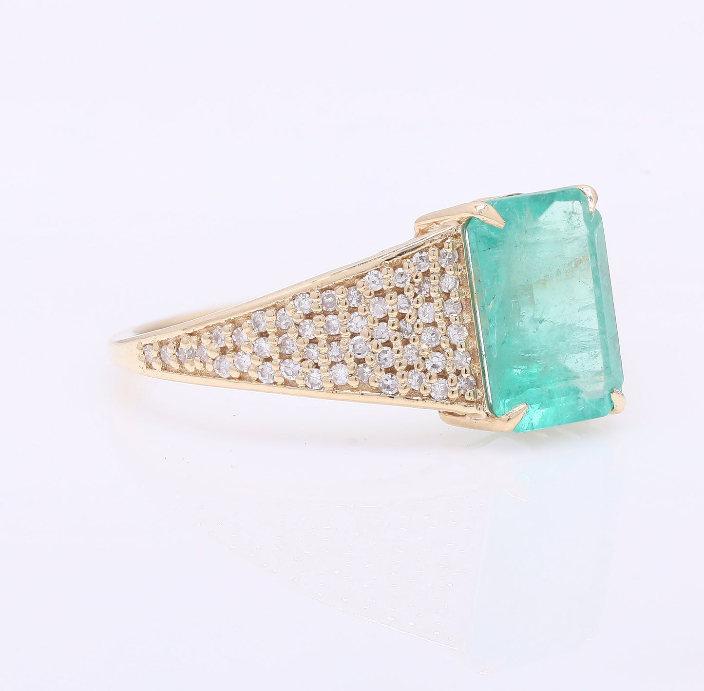 2.40 Ct Octagon Step Cut Natural Emerald 14K Gold Ring