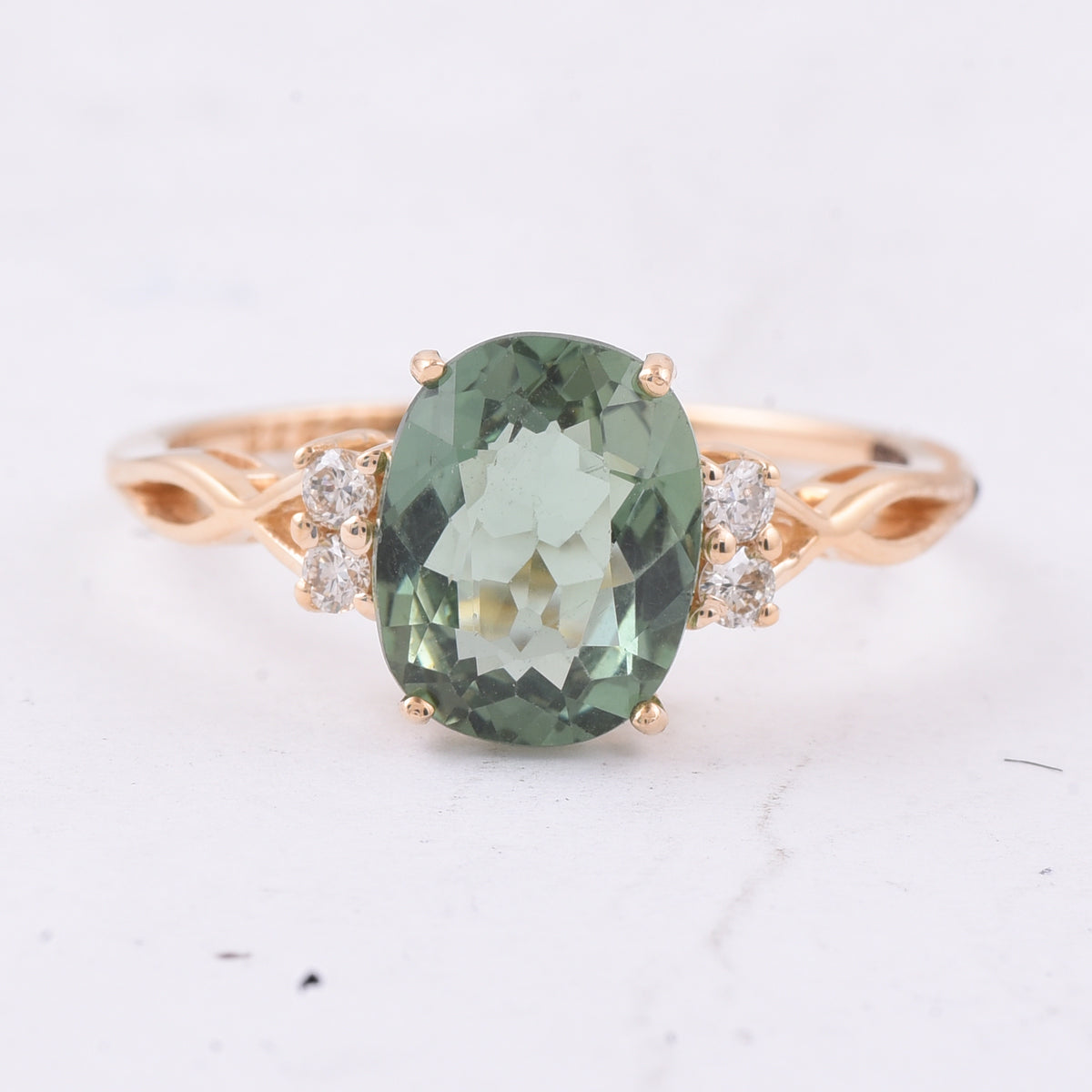 2.35 Ct Cushion Natural Apatite 14K Gold Ring