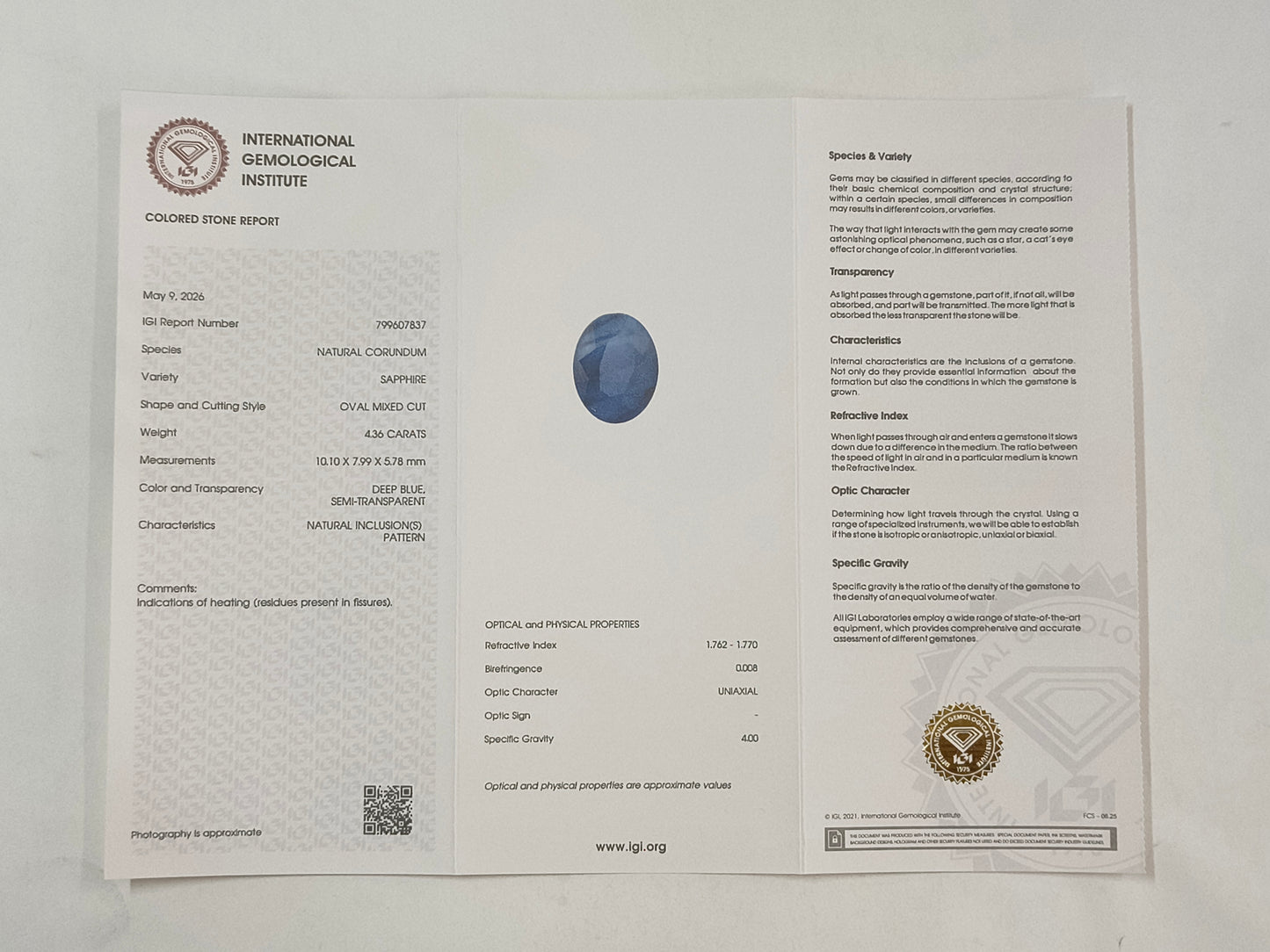 4.36 Natural Corundum Sapphire Oval Mixed Cut Gemstone