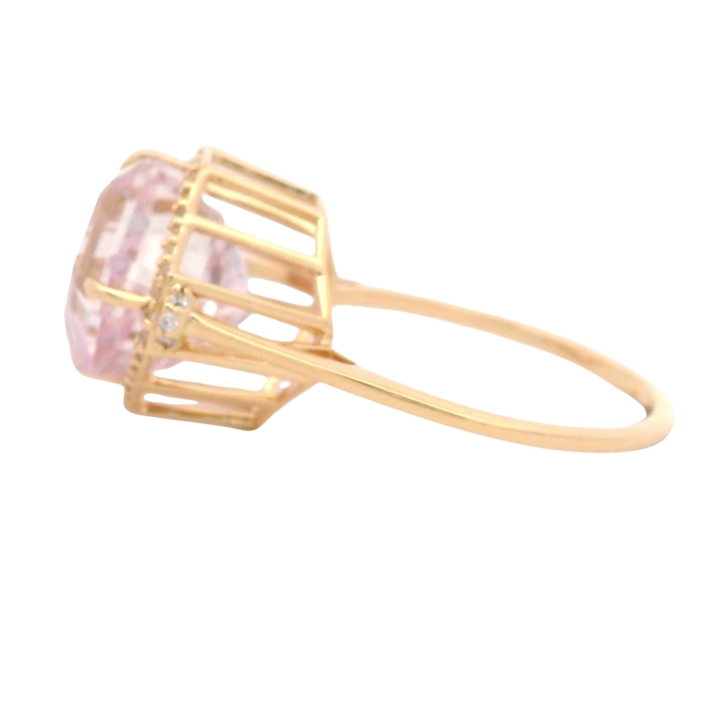 6.20 Ct Cushion Kunzite 14K Gold Ring