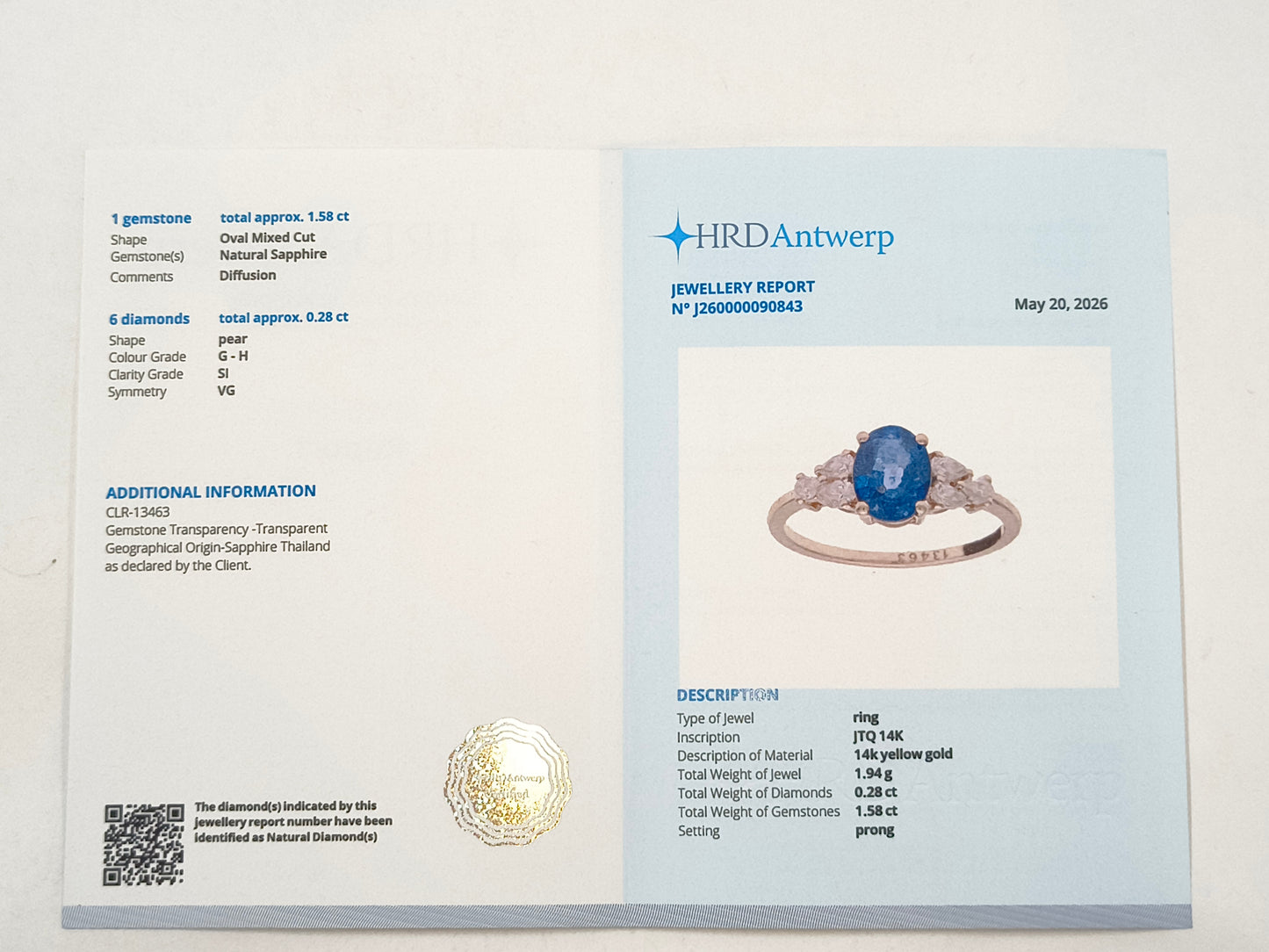 1.86 Ct Oval Sapphire 14K Gold Ring