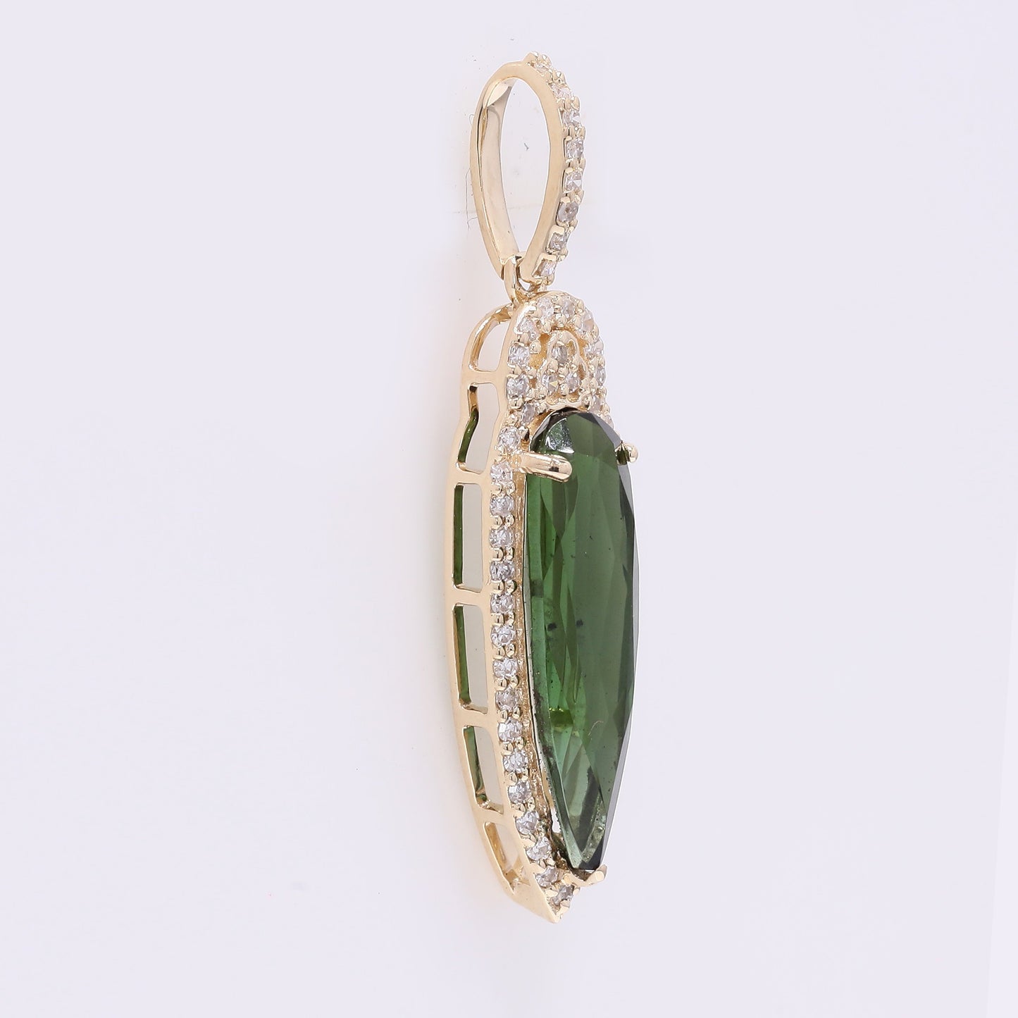 1.84 Ct Pear Mixed Cut Natural Tourmaline 14K Gold Pendant