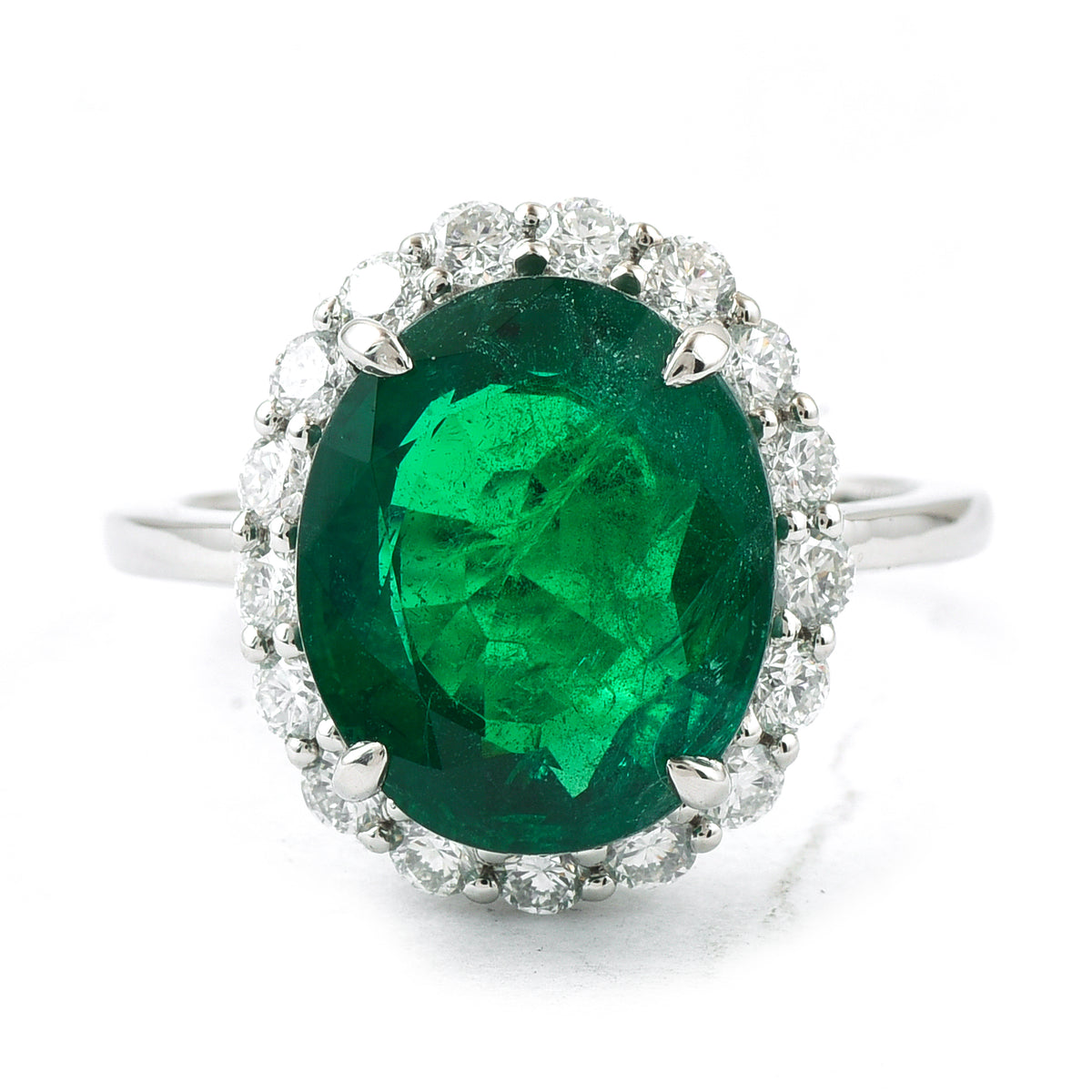 6.24 Ct Oval Emerald 950 Platinum Ring